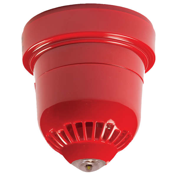   Wireless sounder/beacon, ceiling mount with battery pack, red, clear flash
